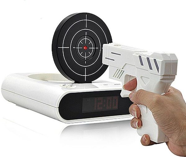 Gun Alarm Clock - Wekker Kinderen - Digitale Wekker - Alarmklok Wekker - Wekker Pistool - Wit Wit
